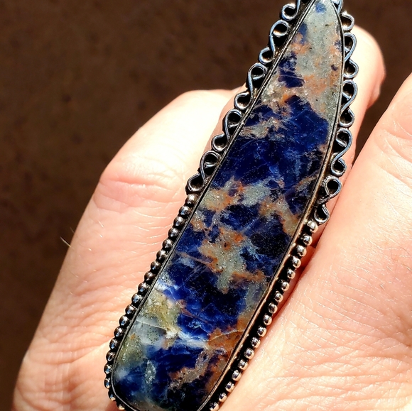 New Huge Sodalite 925 Silver Statement Ring. - Picture 7 of 16